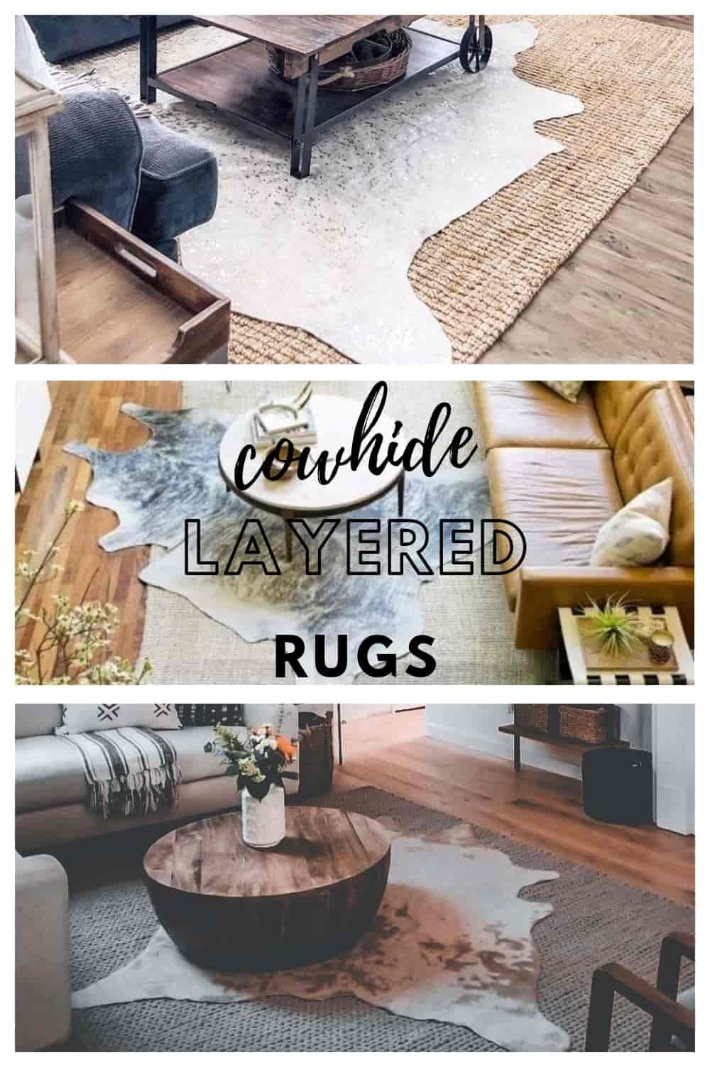 Real Cowhide Rug Living Room Ideas Layered Cowhide Rugs