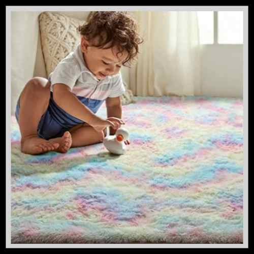 Soft Rainbow Rug For A Crawling Baby