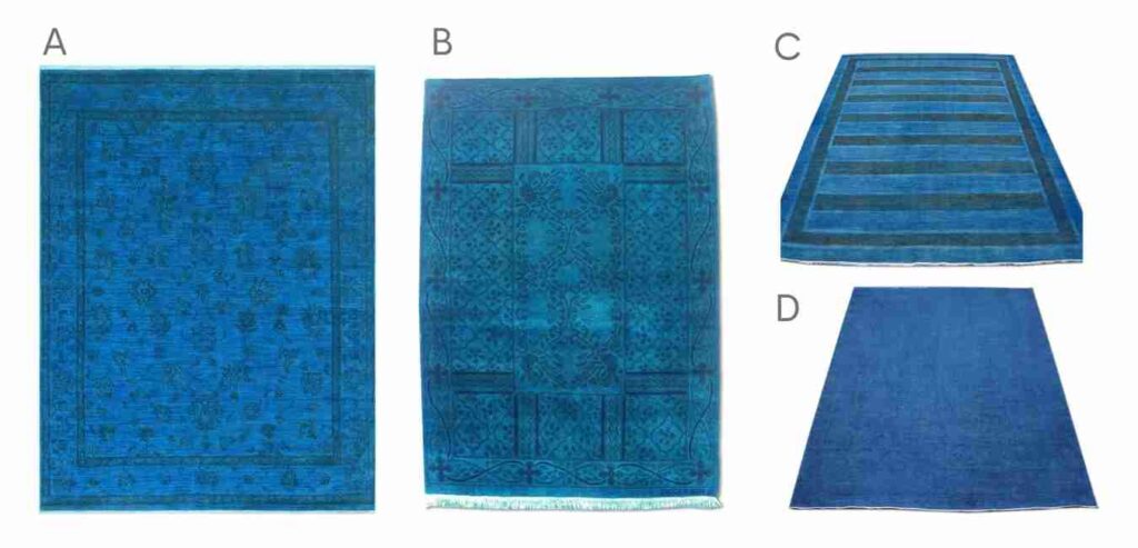 blue overdyed rugs
