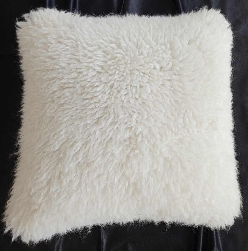 shaggy white pillow