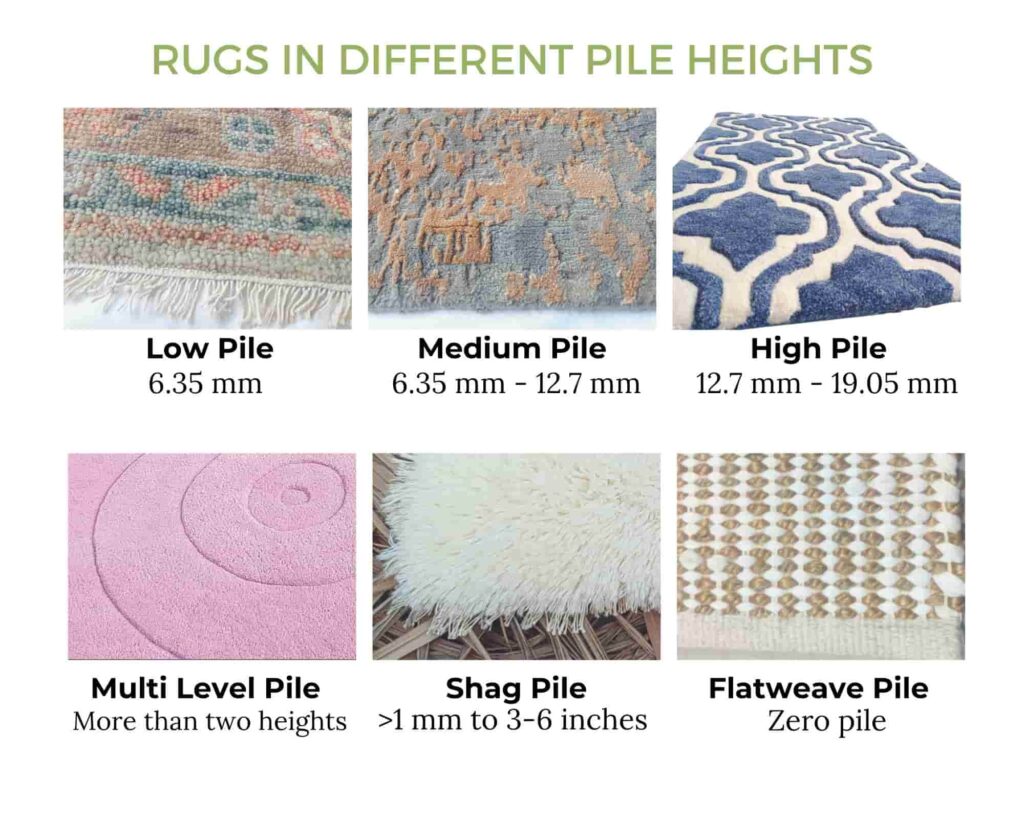 rug pile height chart