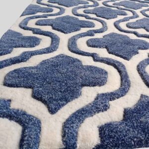 hand tufted blue quatrefoil rug