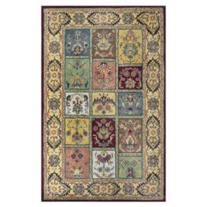 Traditional Bakhtiyar wool rug with garden panel design and floral motifs