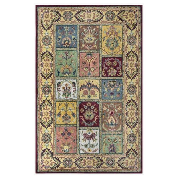 Traditional Bakhtiyar wool rug with garden panel design and floral motifs