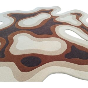 TropiSwirl Earth Edition hand tufted-wool rug in beige brown and cream