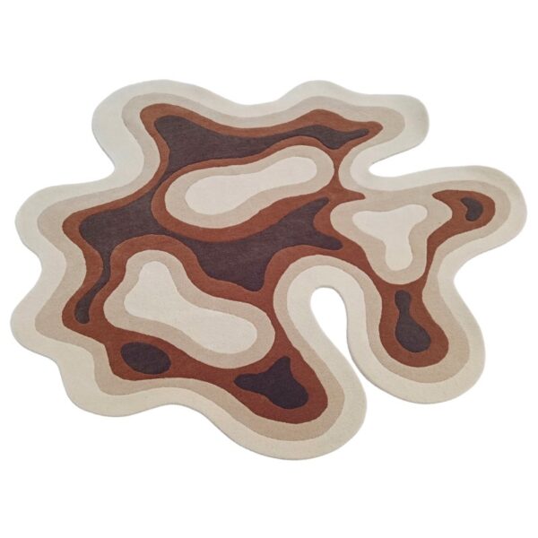 TropiSwirl Earth Edition hand tufted wool rug in beige brown cream firugs