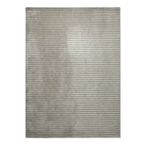 FiRugs Horizon luxury hand-knotted Indo-Tibetan rug in sophisticated grey featuring 104 KPSI knot density with alternating New Zealand wool loops and silky viscose cut pile ribs, handcrafted in Varanasi, India.